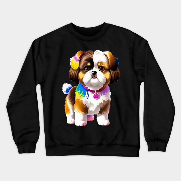 Tie Dye Shih Tzu Puppy 02 Crewneck Sweatshirt by H.M